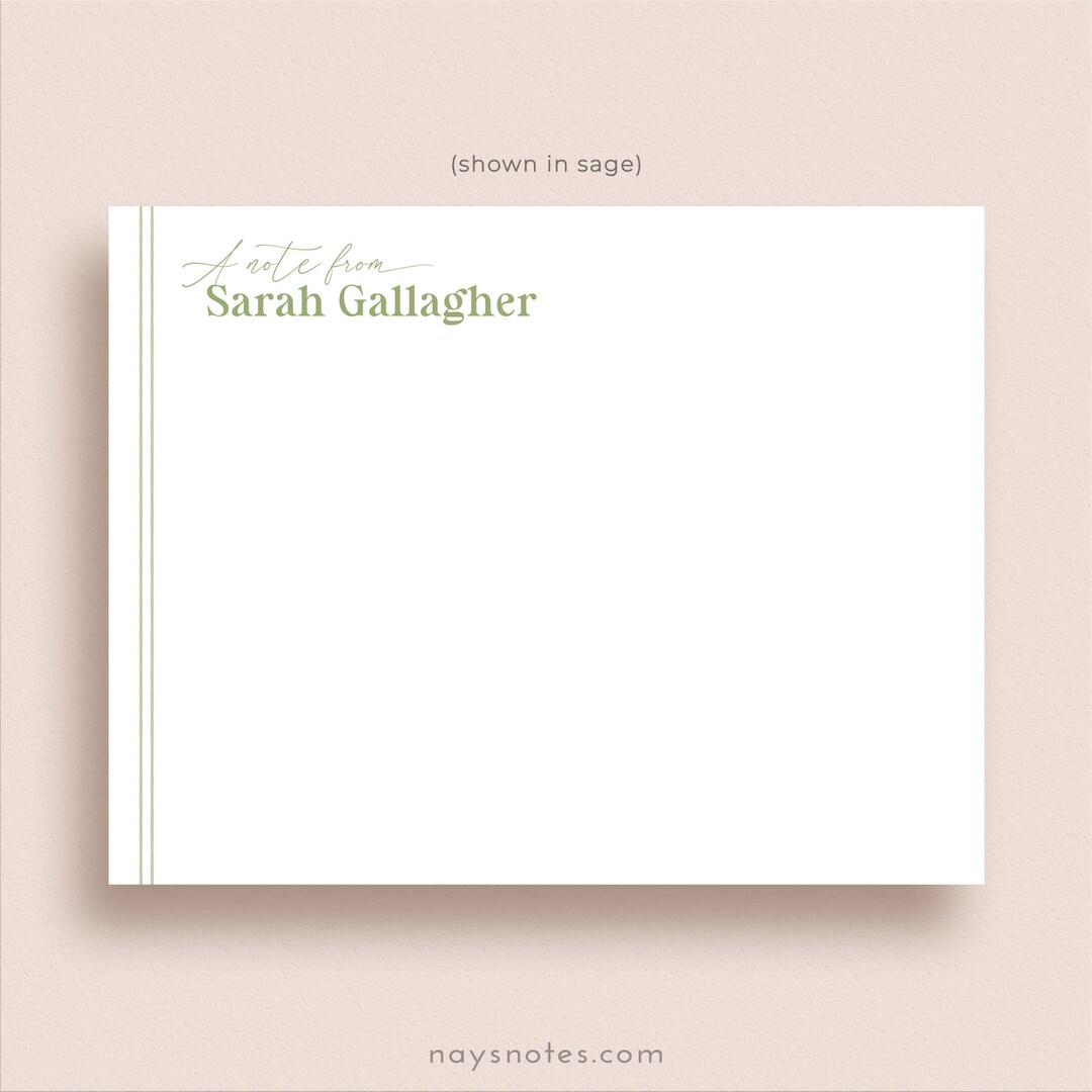 Personalized Note Cards - Flat Note Card Set - Personalized Stationery ...