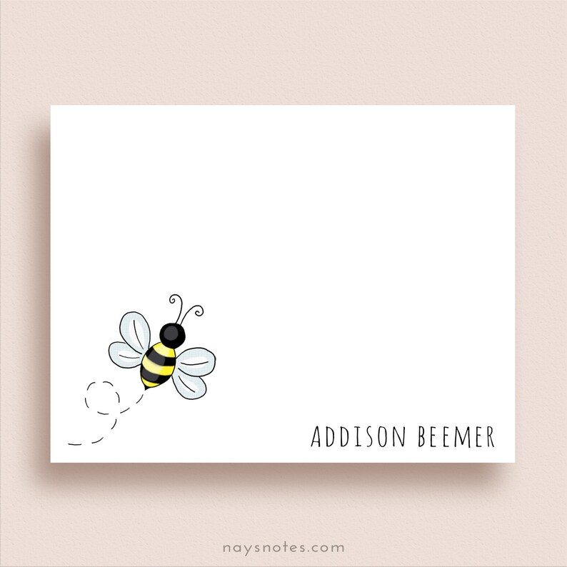 Little Bee Note Cards Bee Stationery Bumblebee Thank You Cards Flat Note Cards Bee Note Cards Personalized Bee Notes