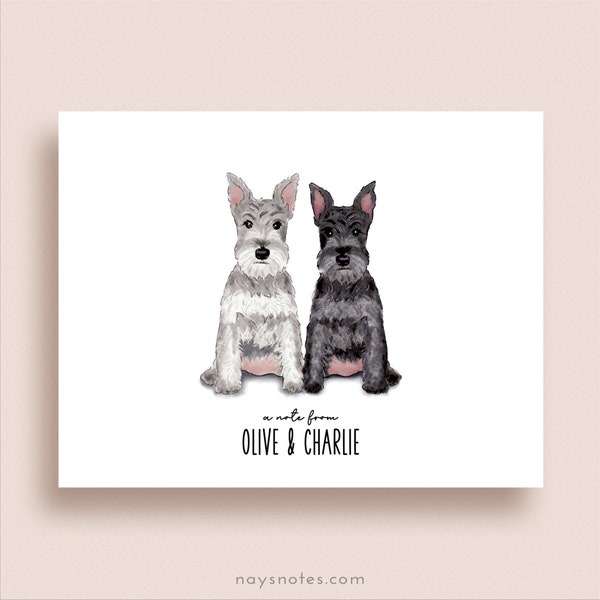 Schnauzer Note Cards - Folded Note Cards - Schnauzer Stationery - Dog Stationery - Schnauzer Thank You Notes - Schnauzer Love