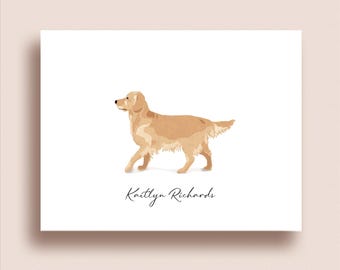 Personalized Golden Retriever Stationery - Dog Note Cards - Folded Notes