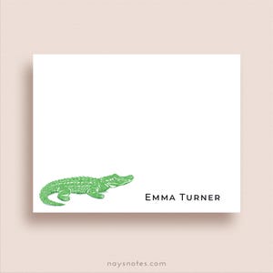 Alligator Note Cards - Flat Note Card Set - Personalized Alligator Stationery - Custom Gator Note Cards - Alligator Lover Gift