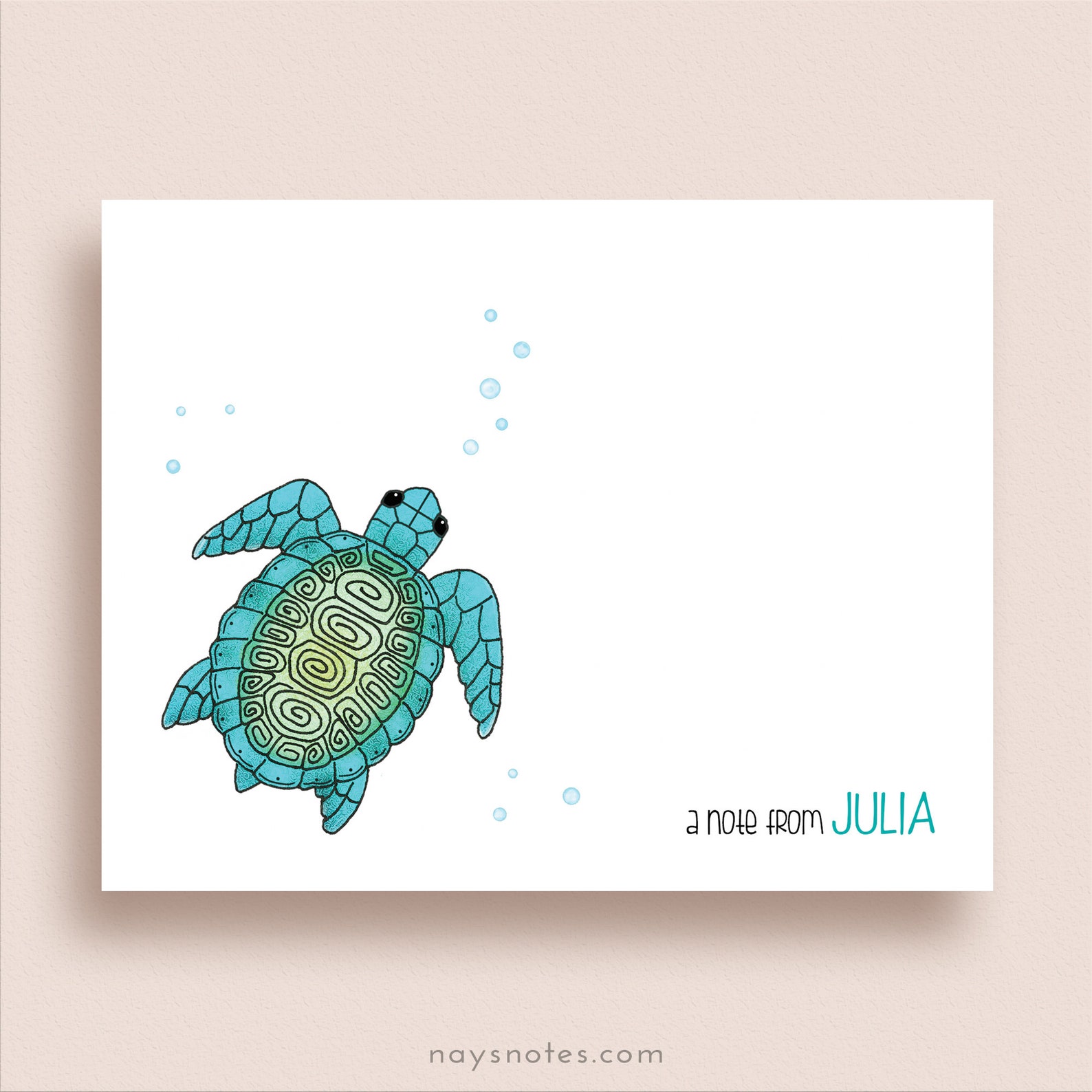 Sea Turtle Note Cards Folded Turtle Note Cards Etsy