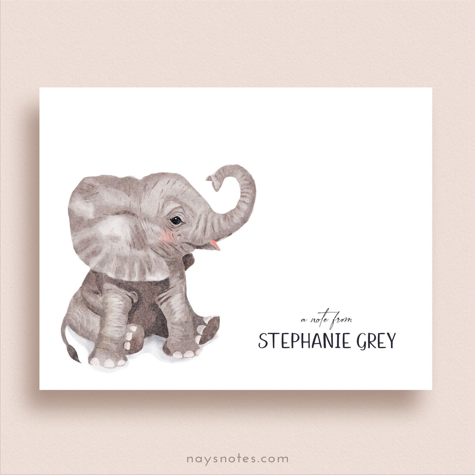 Elephant Note Cards Elephant Folded Note Cards Etsy