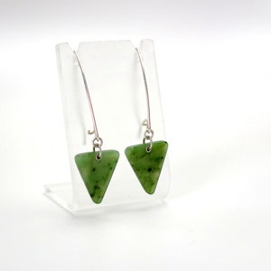 Jade and Sterling Silver Earrings - Natural Alaska Jade Sterling Earrings