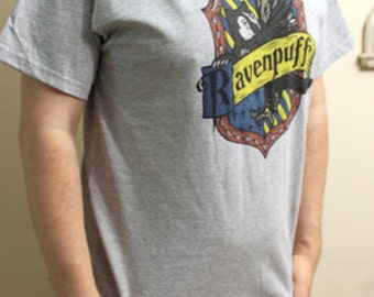 Ravenpuff Cross-House Crest Crew Neck T Shirt