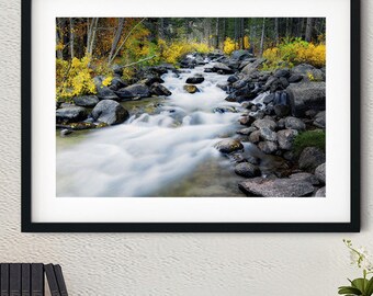 Fall Creek Landscape- Bishop Photo - Fall Season Wall Art - Sierra Nevada Photo - Sierra Nevada Canvas Art - Autumn Metal Print