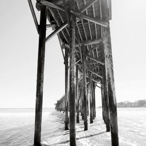 San Simeon Pier Black and White Photo Print California Central Coast Seascape Wall Art Big Sur Canvas Peir Photography Beach House Decor