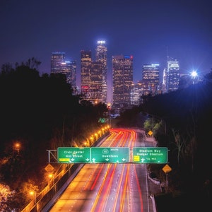 Downtown Los Angeles Photography - Los Angeles Night Print - 110 Freeway Photo - California Cityscape - Los Angeles Wall Art