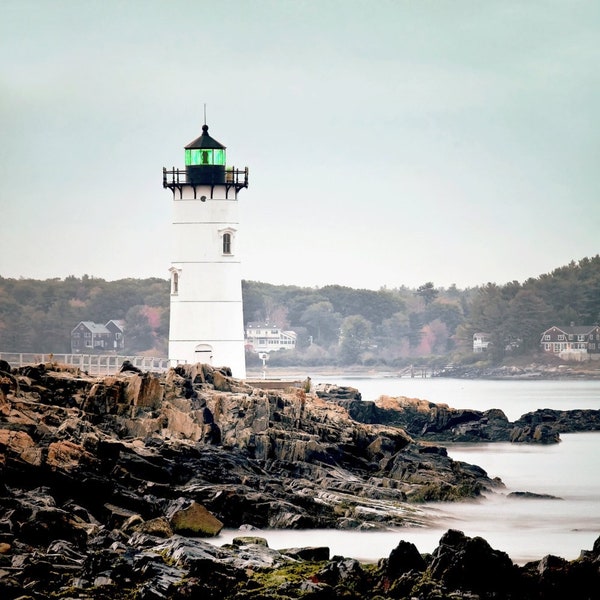 Portsmouth Harbor Lighthouse Photo - New Hampshire Print - New England Wall Art - Seascape Photography - East Coast Photo Print