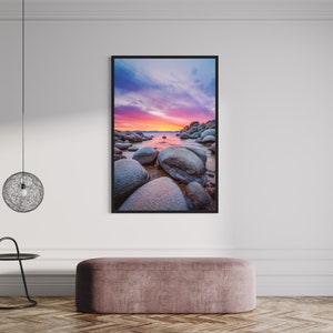 Lake Tahoe Photo Print - Sand Harbor Beach - Lake Tahoe Sunset - Nature Photography - Nevada Wall Art - Large Tahoe Canvas image 5