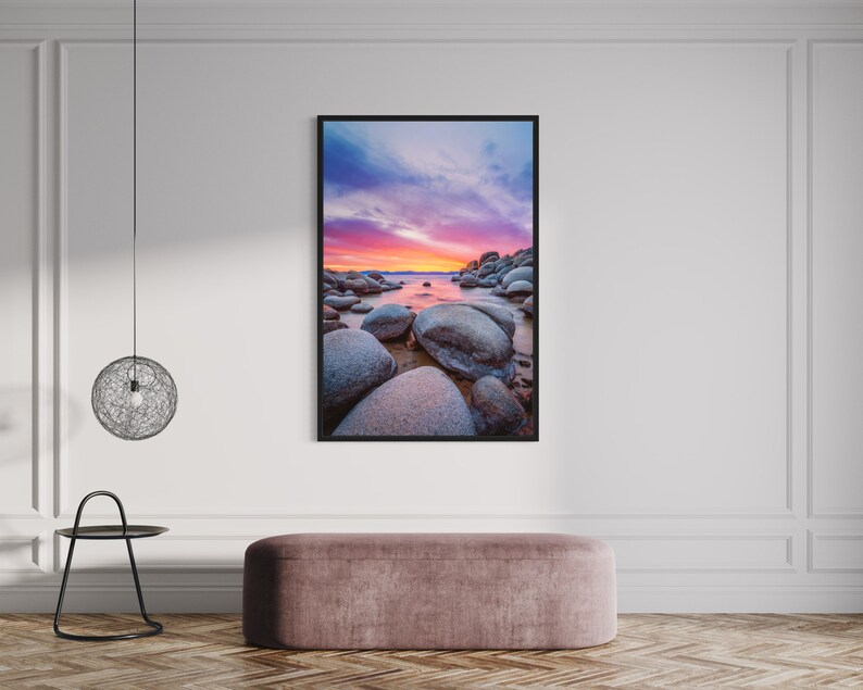 Lake Tahoe Photo Print - Sand Harbor Beach - Lake Tahoe Sunset - Nature Photography - Nevada Wall Art - Large Tahoe Canvas image 5