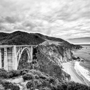 Big Sur Bixby Bridge Black and White Photography Print California Landscape Fine Art Wall Art Decor Also Available on Canvas or Metal