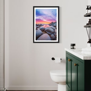 Lake Tahoe Photo Print - Sand Harbor Beach - Lake Tahoe Sunset - Nature Photography - Nevada Wall Art - Large Tahoe Canvas image 3