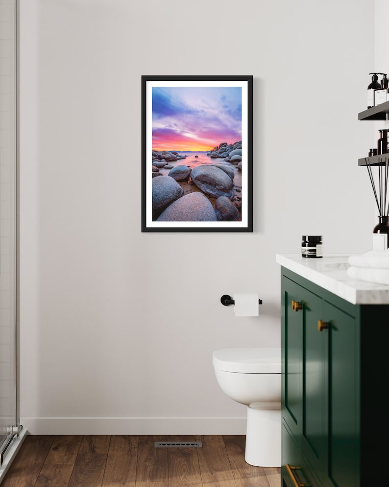 Lake Tahoe Photo Print - Sand Harbor Beach - Lake Tahoe Sunset - Nature Photography - Nevada Wall Art - Large Tahoe Canvas image 3