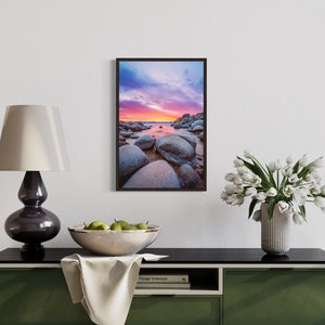 Lake Tahoe Photo Print - Sand Harbor Beach - Lake Tahoe Sunset - Nature Photography - Nevada Wall Art - Large Tahoe Canvas image 9