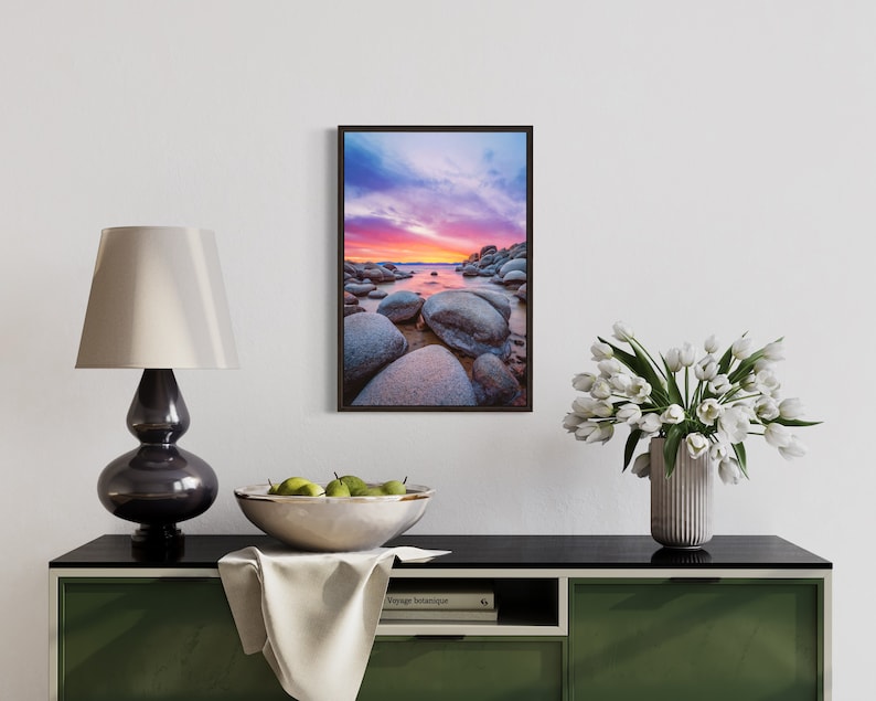 Lake Tahoe Photo Print - Sand Harbor Beach - Lake Tahoe Sunset - Nature Photography - Nevada Wall Art - Large Tahoe Canvas image 9