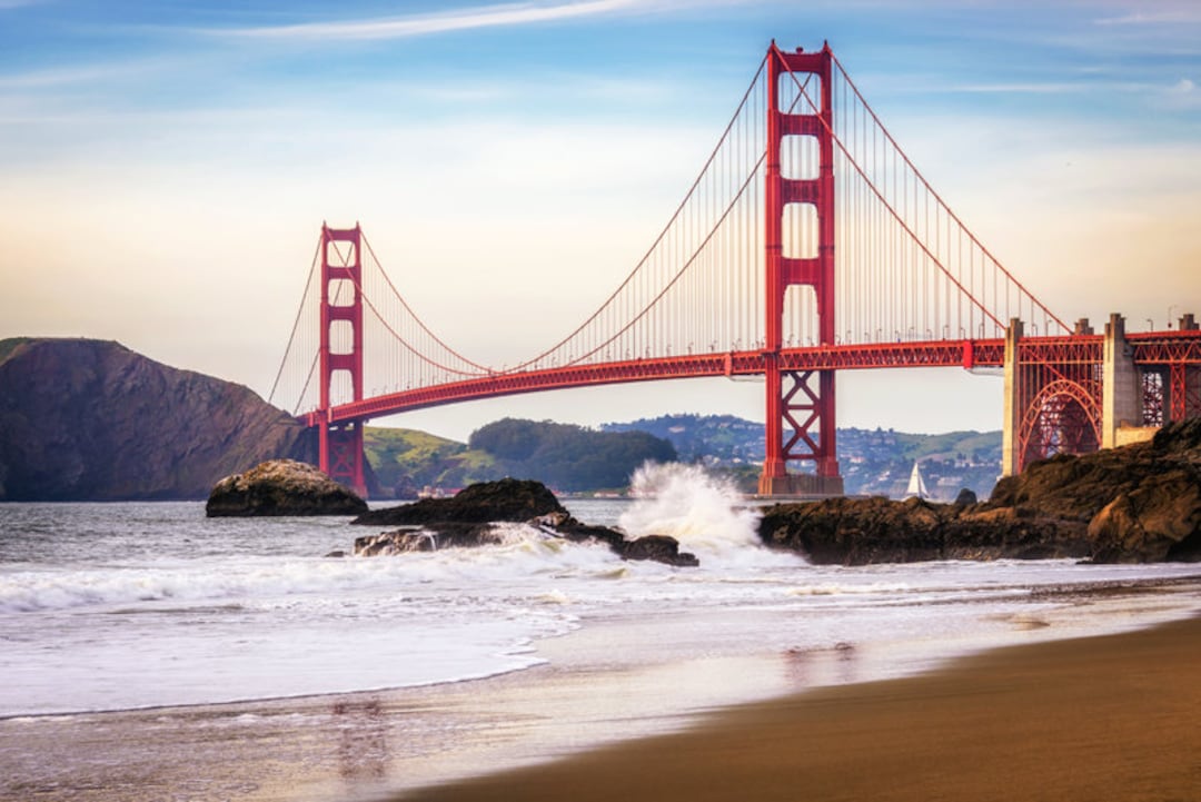 Golden Gate Bridge Photo - San Francisco Print - Baker Beach Print - Seascape Art - California Beach Photography - Beach Art Decor