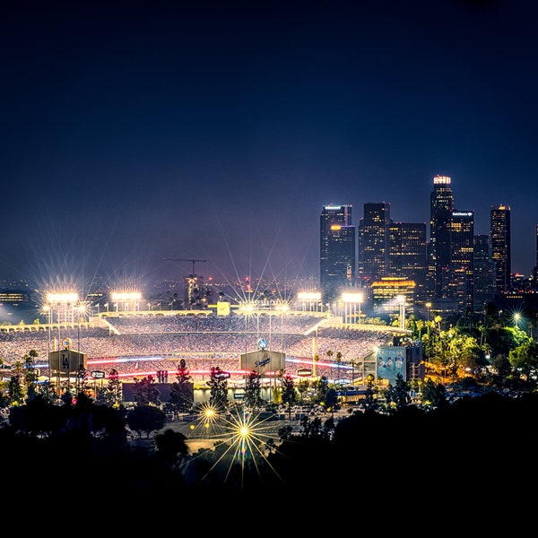 Dodger Stadium Los Angeles Baseball Game Night Photography Print Cityscape Fine Art Wall Art Decor |Also Available on Canvas or Metal