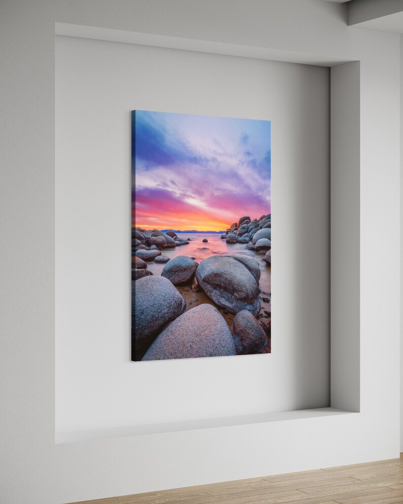 Lake Tahoe Photo Print - Sand Harbor Beach - Lake Tahoe Sunset - Nature Photography - Nevada Wall Art - Large Tahoe Canvas image 2