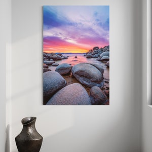 Lake Tahoe Photo Print - Sand Harbor Beach - Lake Tahoe Sunset - Nature Photography - Nevada Wall Art - Large Tahoe Canvas image 4