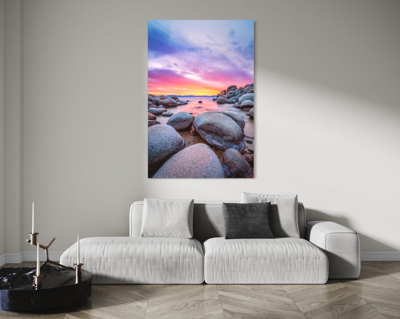 Lake Tahoe Photo Print - Sand Harbor Beach - Lake Tahoe Sunset - Nature Photography - Nevada Wall Art - Large Tahoe Canvas image 7