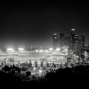 Dodger Stadium Los Angeles Night Black and White Photography - Etsy