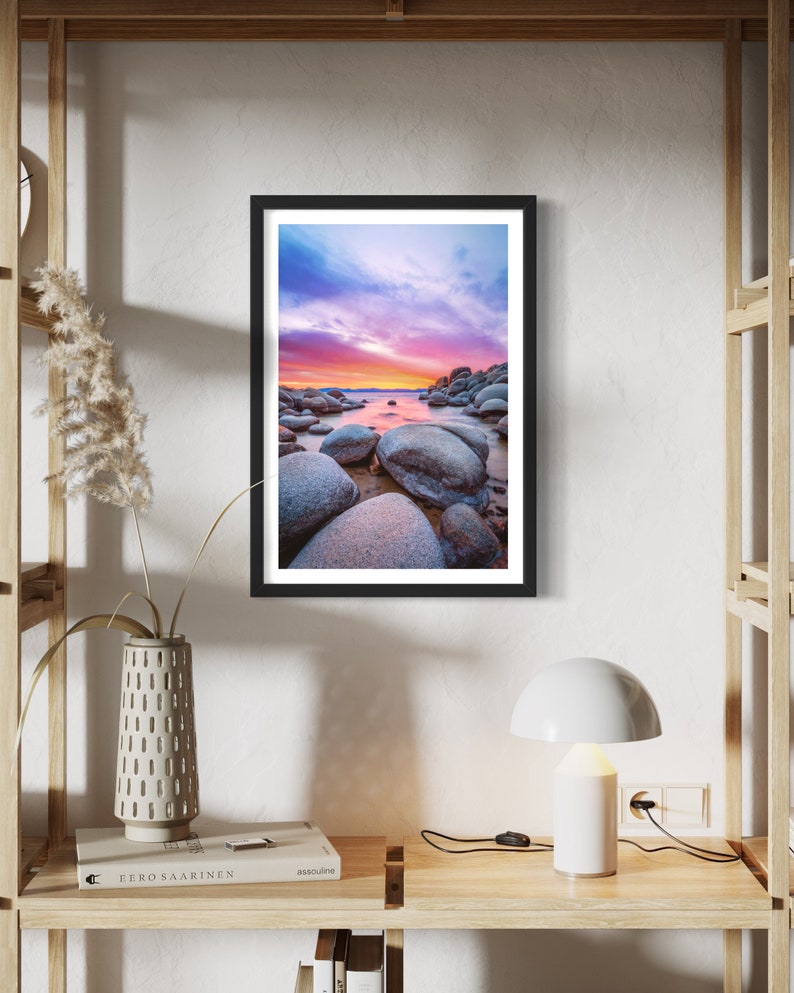 Lake Tahoe Photo Print - Sand Harbor Beach - Lake Tahoe Sunset - Nature Photography - Nevada Wall Art - Large Tahoe Canvas image 6