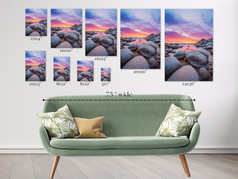 Lake Tahoe Photo Print - Sand Harbor Beach - Lake Tahoe Sunset - Nature Photography - Nevada Wall Art - Large Tahoe Canvas image 10