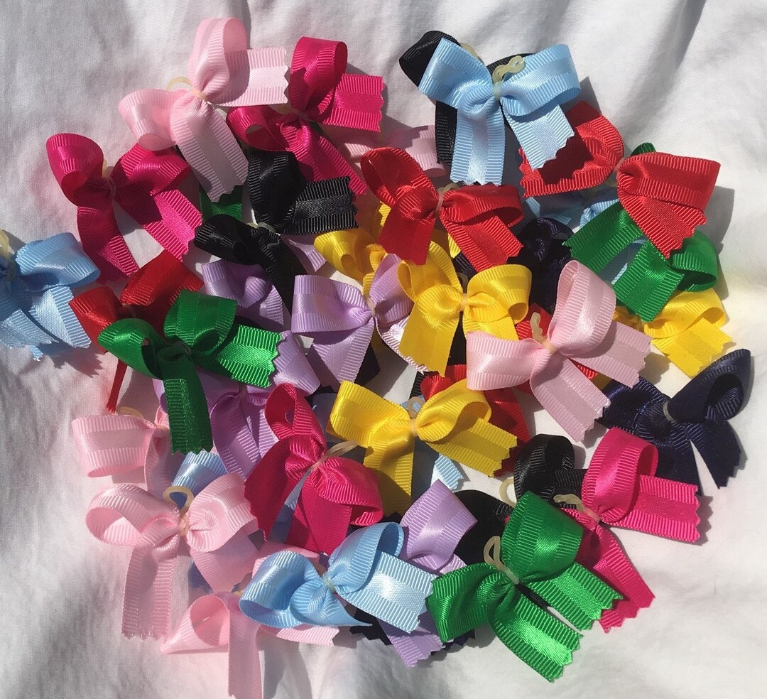40 Small Solid Dog Bows Dog Grooming Bows Grosgrain With a Etsy
