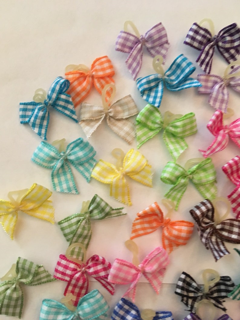 40 Extra Small Tiny Gingham Print Dog Bows Dog Grooming Bows Etsy