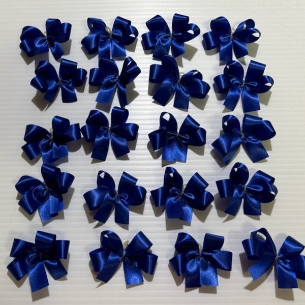 20 Medium double looped Dark Blue Satin Dog Bows Dog Grooming Bows top knot bows ear bows dog collar bows pet bows Hair bows