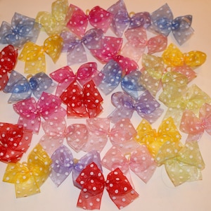 30 chiffon with polka dots dog bows - dog grooming bows - children&#39;s bows!