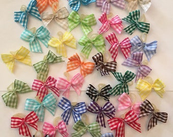 40 extra small tiny gingham print dog bows Dog Grooming bows tea cup breeds