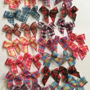 30 Small Plaid print dog bows dog grooming bows Variety of many plaid prints Yorkie Shih tzu maltese top quality ribbons USA