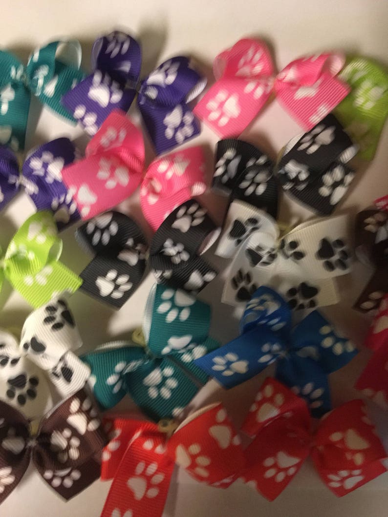 Medium Size Paw Print Dog Bows Dog Grooming Bows Handmade Top Etsy