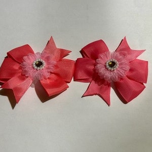 2 Fancy Decorated Pink Dog Bows on clips Dog Grooming Bows Top knot bows Standard Poodles Goldendoodles dog bows with clips Decorated bows