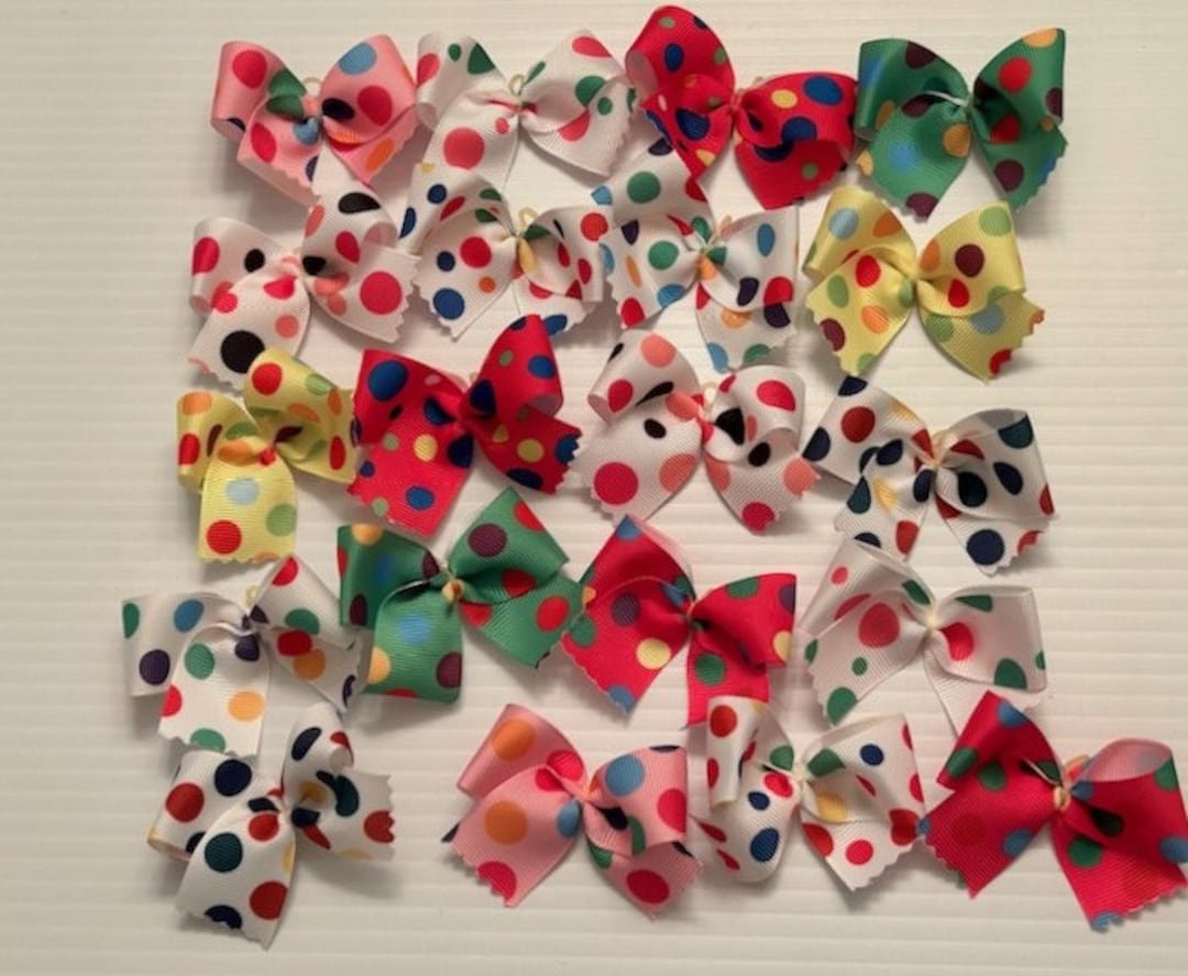 Polka Dot Dog Bows 20 Medium Dots Dog Bows Dog Grooming Bows Pet Hair