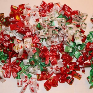 50 size small-medium double looped Christmas dog bows Dog Grooming Bows
