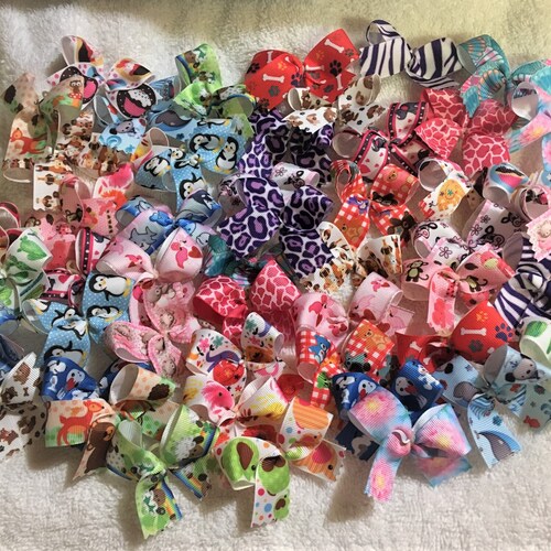 50 Medium Dog Grooming Bows Variety Pack Top Quality Grosgrain Etsy