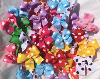 50 Medium size Polka dot dog bows Dog Grooming Bows Child Bows top quality grosgrain ribbons!