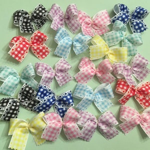 Size Medium Gingham Print dog bows Medium size Dog Grooming Bows Top quality grosgrain ribbons top knot bows ear bows