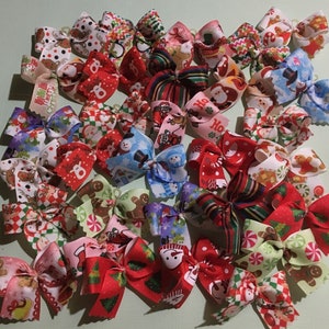 30 Medium Christmas Dog Bows quality grosgrain ribbons Dog Grooming Bows top knot bows ear bows Standard Poodle