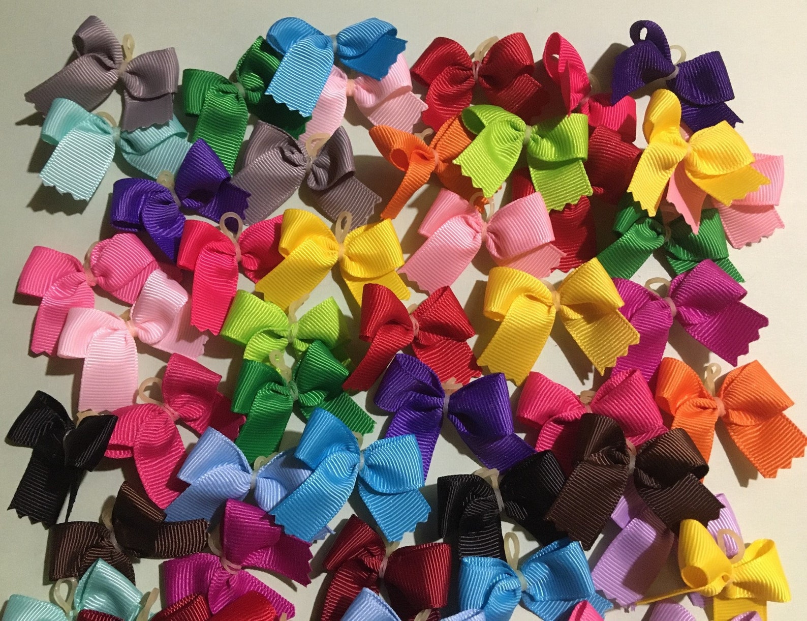 Small Dog Bows 50 Top Quality Grosgrain Ribbon Solid Colored Etsy