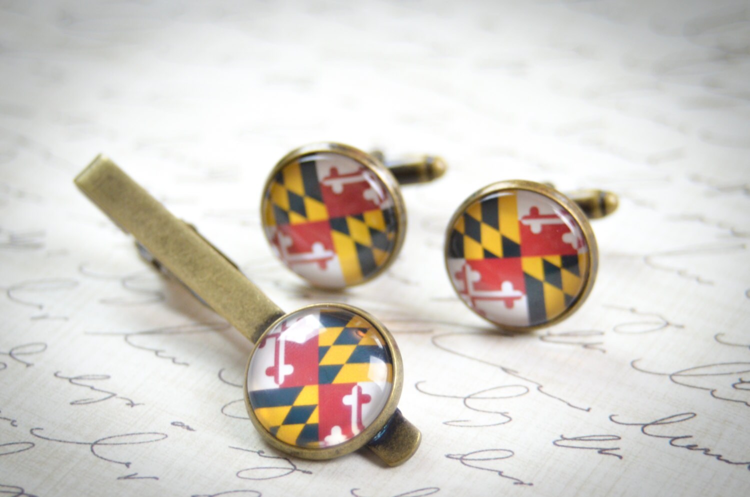 personalised tie clip and cufflink set