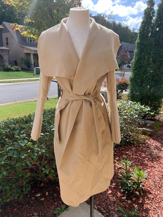 Camel Colored Wrap Exaggerated Collar coat l