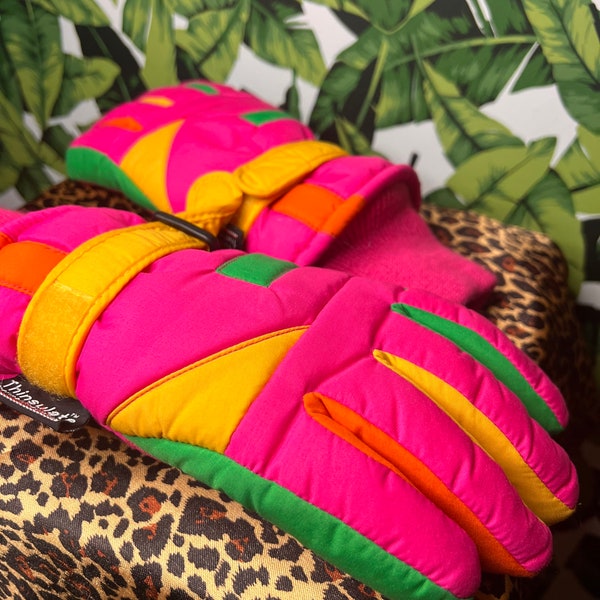 Vintage Thinsulate Neon Colors Gloves 80s