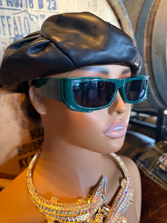 Y2K Green chunky rectangular sunglasses - image 3