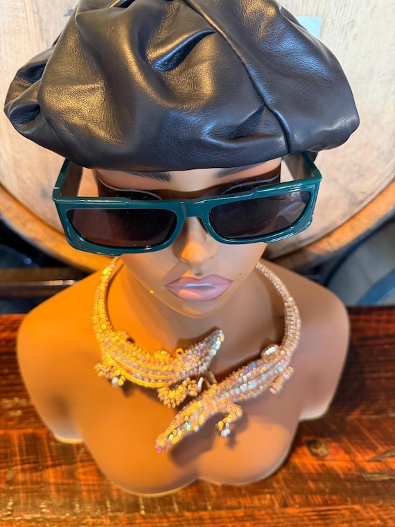 Y2K Green chunky rectangular sunglasses - image 4