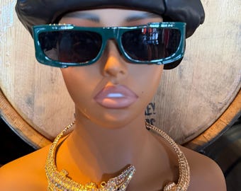 Y2K Green rectangular sunglasses