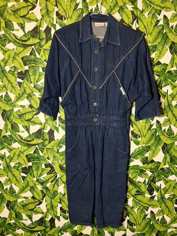 80s Blue Jean Zipper Dress - image 2